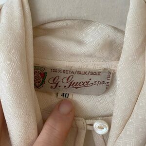 Vintage Silk Gucci Blouse with Tie Neck
